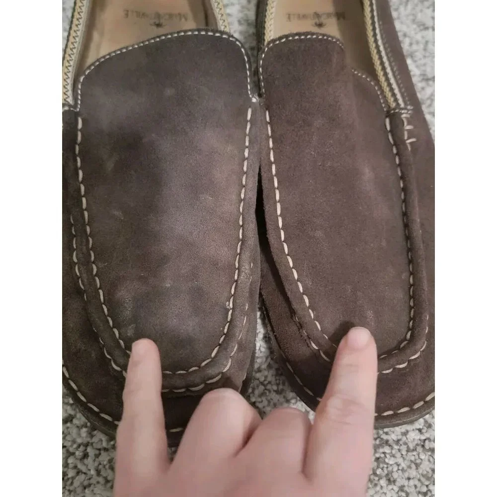 Margaritaville Brown Leather‎ Suede Boat Shoes Slip on Loafers Size 10 Mens
